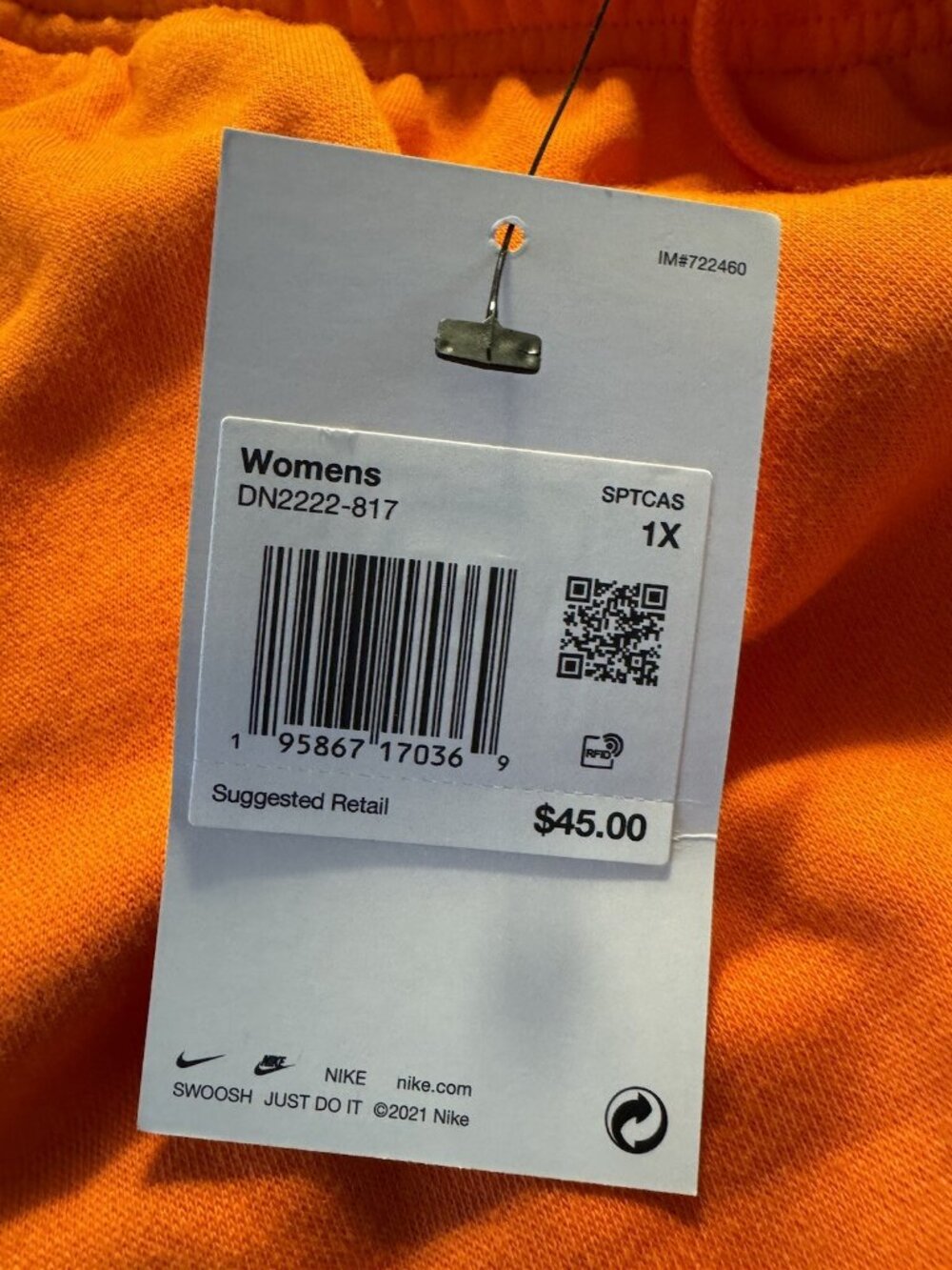Nike Women Sporstwear DNA Shorts Mid Rise Orange Size 1X new - Picture 4 of 8